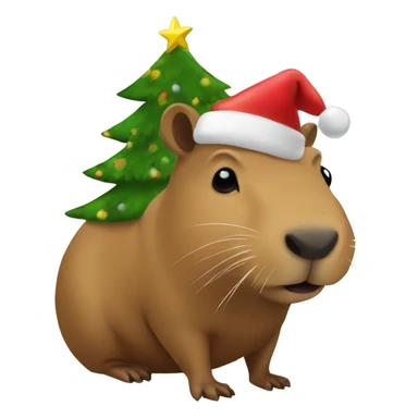 capybara with a Christmas tree sticker