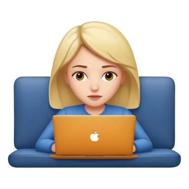 A girl is lying on the couch with a laptop, working sticker