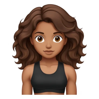 brown girl with wavy brown hair with muscles wearing black top  sticker
