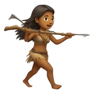 prehistoric girl hunting sticker