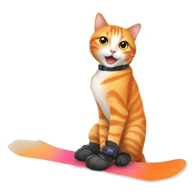Orange Cat on snowboard  sticker