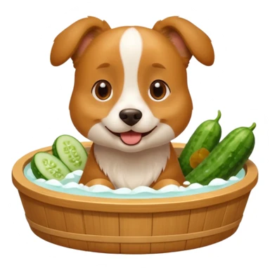 dog relaxing spa with cumcumbers sticker