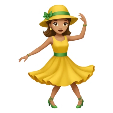 Woman dancing with yellow dress and green hat sticker