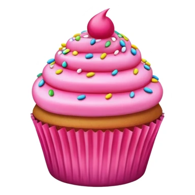 cupcake with bright pink frosting and sprinkles sticker