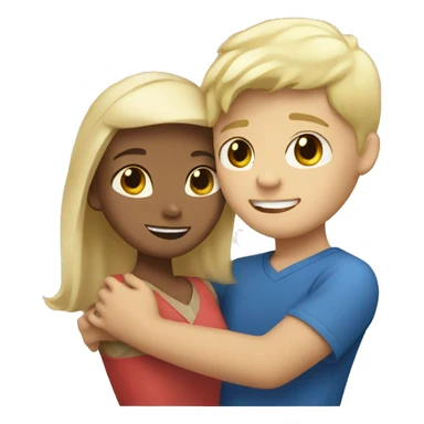 Filipino boy and white blonde girl hugging sticker