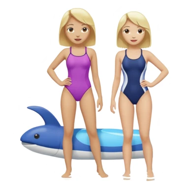 2 women light skin blonde hair with swinsuit fuul body sticker