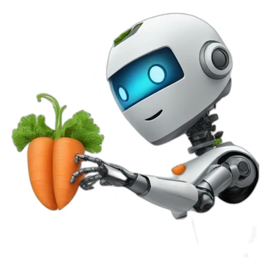robot eating a carrot sticker