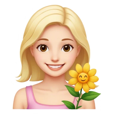 smiling girl with flower sticker