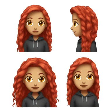 Pretty Girl with long bright red hair and a hoodie sticker