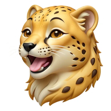 Cinematic Cute Yawning Cheetah Portrait Emoji, Head tilted slightly with a dramatic, wide-open yawn, showcasing a soft, sleek golden Fur with distinctive spots and floppy ears slightly drooping, round amber eyes barely open in drowsy contentment, Simplified yet irresistibly adorable features, highly detailed, glowing with a soft, cozy glow, high shine, relaxed yet expressive, stylized with a touch of savannah whimsy, bright and endearing, soft glowing outline, capturing the essence of a sleepy yet affectionate cheetah, so drowsy it feels like it could stretch right out of the screen and curl up for a nap! sticker