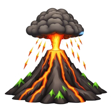 A volcano erupting with acid rain and lightning in the background sticker