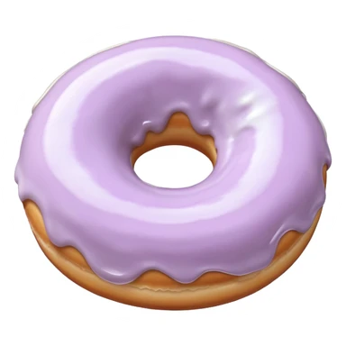 The donut is pale purple with white icing sticker