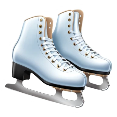 An icon showing a pair of elegant figure skates placed on the smooth, sparkling ice of a grand ice arena. The rink is surrounded by cheering spectators and soft arena lights, creating a beautiful, dynamic atmosphere. Transparent background highlights the grace and beauty of figure skating. sticker