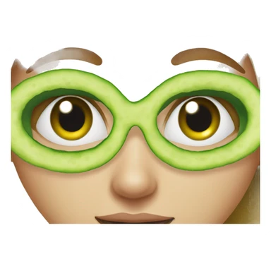 girl wearing cucumber on eyes sticker