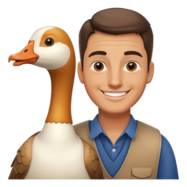 man with goose sticker