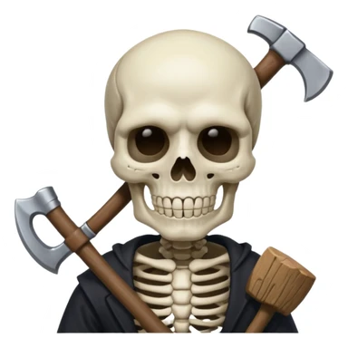 Una cara de esqueleto con una acha sticker