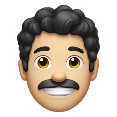 A white adult men with black hair and a goofy face, looking at a dog and look very happy to see it sticker