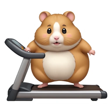 fat hamster big belly trying to run on treadmill sideways sticker