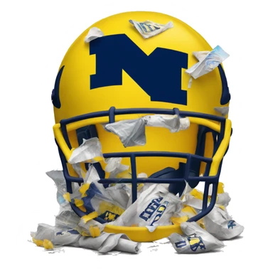 University of Michigan football helmet surrounded by trash  sticker
