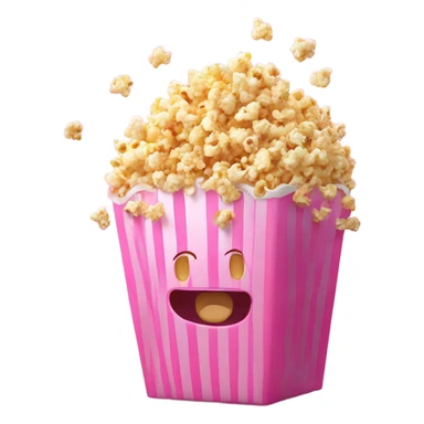 Popcorn in pink container with glitter realistic  sticker