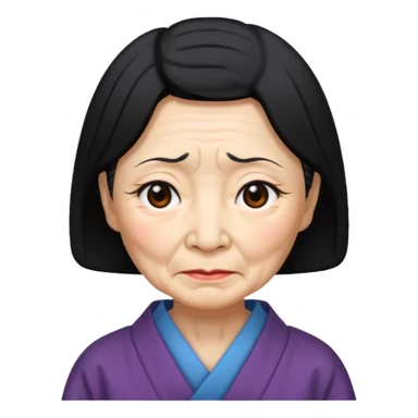 old japanese women with black hair sticker