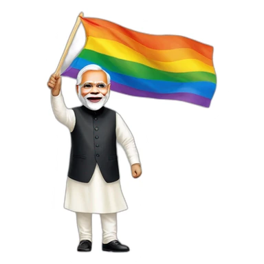 hyper realistic narendra modi waving lgbtq flag sticker