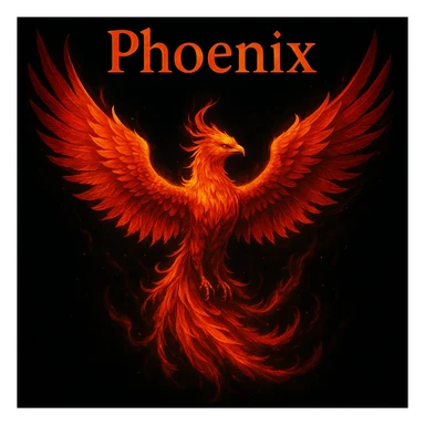 make image of phoenix with title, black background sticker