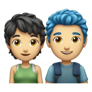 boy-with-blue-hair-and-girl-with-black-hair sticker