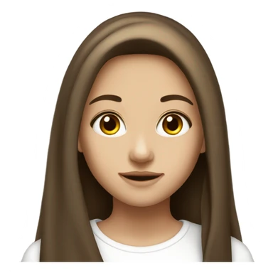 Create a beautiful girl with long hair brown eyes and white sticker