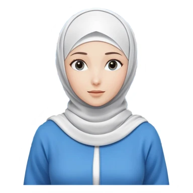 girl with white hijab wearing blue clothes, surrounded by multiple digital screens showing virtual world, metaverse elements, augmented reality displays sticker