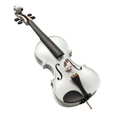 A pristine, pure white violin, highly detailed and elegant, subtle sparkle and soft glow, wearing a small festive New Year hat, animated style, 3D shading, high resolution, cheerful and festive mood, minimalistic background, perfect for Telegram premium emoji or sticker sticker