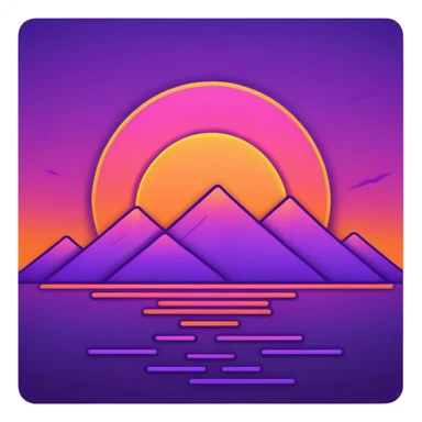 neon sunrise line drawing sticker