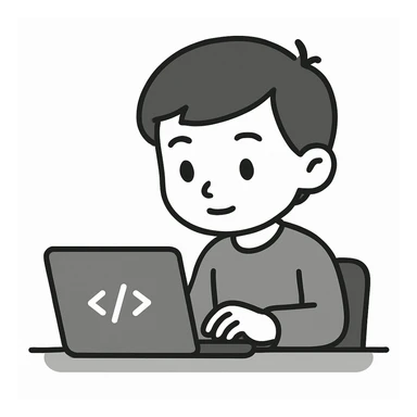 web developer coding on laptop, minimalist style, clean lines, neutral colors sticker