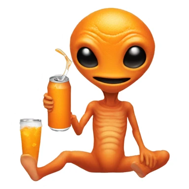 An alien drinking a can of orange soda  sticker