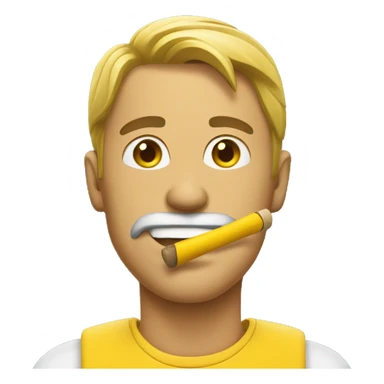 Man with yellow stick in mouth sticker