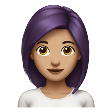 Beautiful woman with dark brown hair. Purple on ends of hair sticker