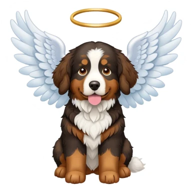 Bernese mountain doodle dog with angel wings sticker