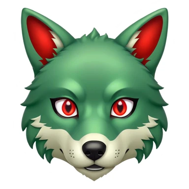 Green Wolf with red eyes sticker