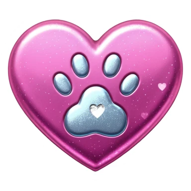 heart with a glittery paw print sticker