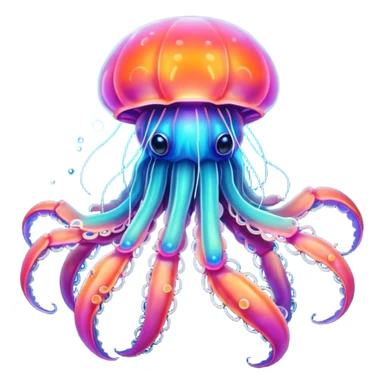 Neon glowing jellyfish-crab-squi sticker