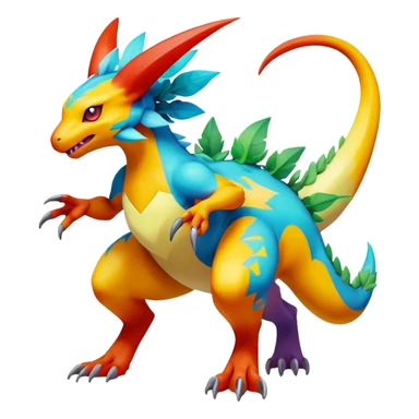 Elemental Exotic Vibrant Multicolored Pokémon-Fakémon-animal-hybrid-creature (full body) sticker