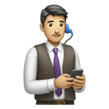 Hombre trabajando llamando por celular sticker