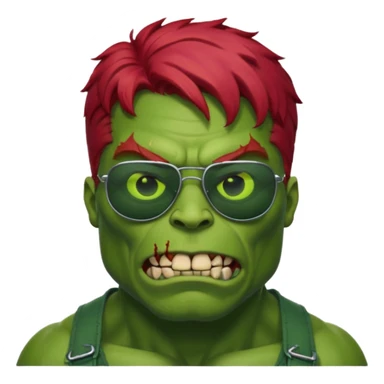 Zombie hulk with red hair and sun glasses sticker