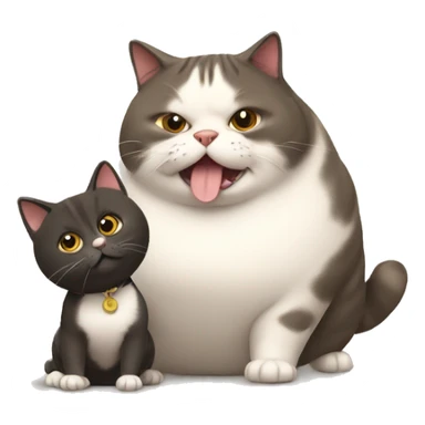 Fat cat playing with skinny dog sticker