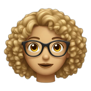 A curly-haired girl with glasses and bad glasses. sticker