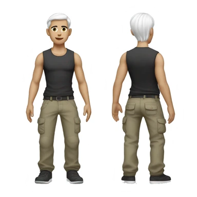 hair straight, white face colour, slender face, crop top with cargo pants and accessories, full body, men sticker