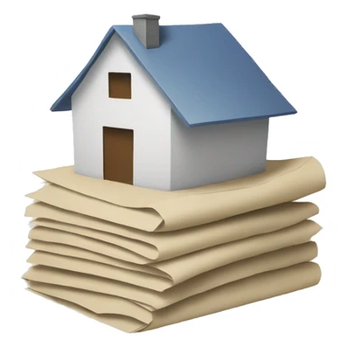 a stack of paper with a visible home symbol on it sticker