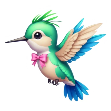 Cute hummingbird with pink bow flying  sticker