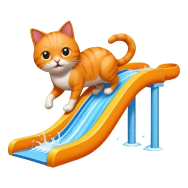 Cat going down a waterslide sticker