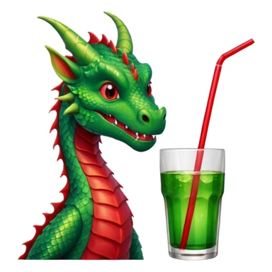 Dragon sipping with a straw from a drink sticker